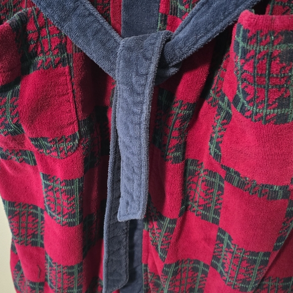 Vintage Christian Dior Men's Red Blue Green Checkered Robe - Picture 6 of 10